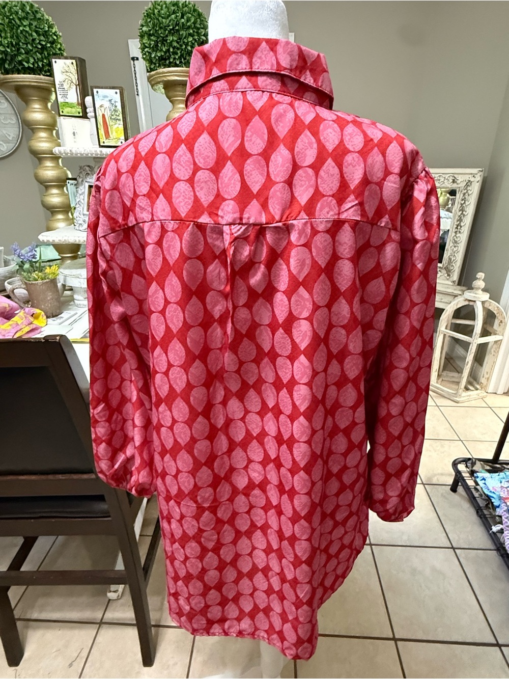 Boho Pink Printed Button-Down Shirt - Picture 6 of 8